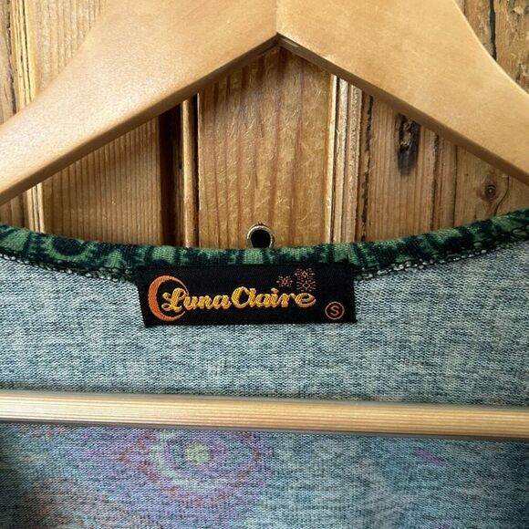 Luna Claire Small Sweater Dress Printed Peacock Colorful Mandala Boho Longsleeve - Picture 4 of 12